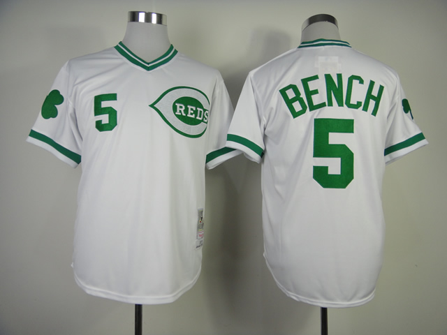 Men MLB Cincinnati Reds #5 Bench white jerseys